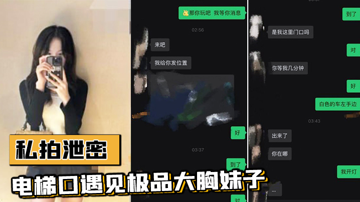 电梯偶遇巨乳邻居，微信约炮疯狂内射偷拍流出